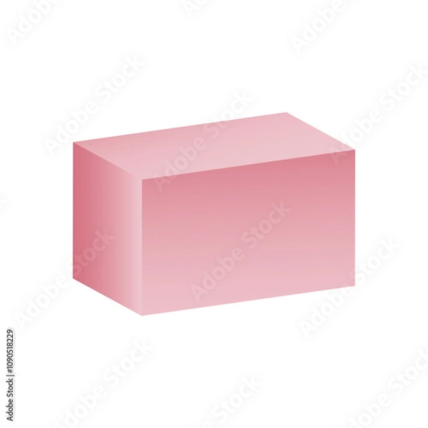 Fototapeta Vector parallelepiped with gradients and shadow for game, icon, package design, logo, mobile, ui, web, education. 3D parallelepiped on a white background. Geometric figures for your design.