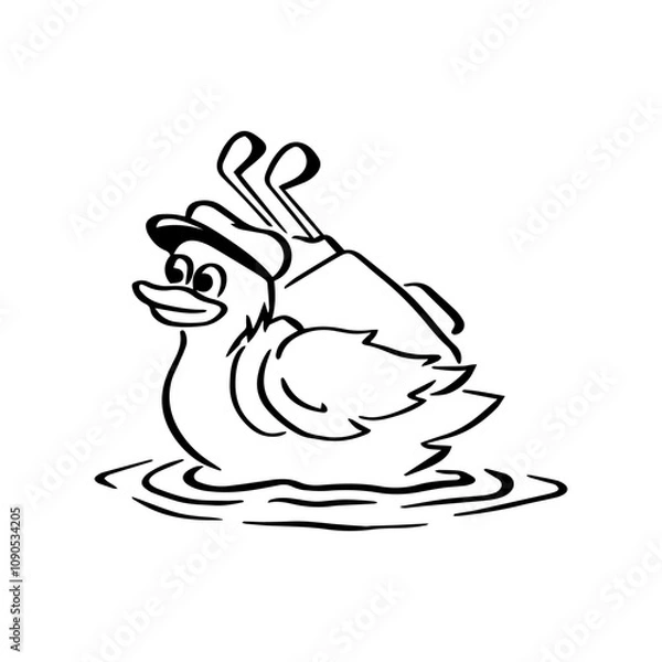 Fototapeta Golfing Duck with Club Bag Illustration