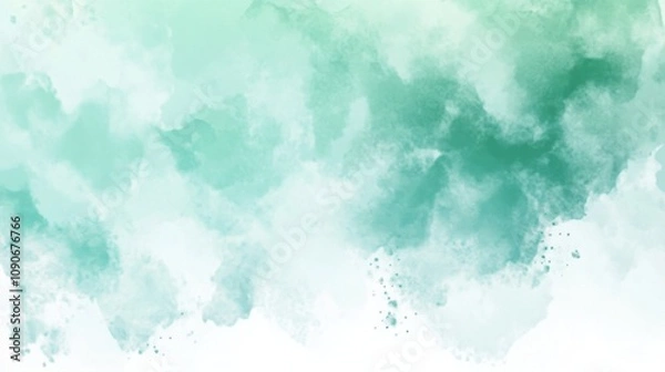 Fototapeta A beautiful watercolor illustration in shades of green, creating a soft, artistic background. Perfect for creative projects and designs.