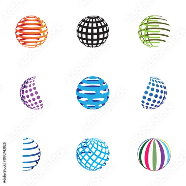 Fototapeta A set of Globe vector logos