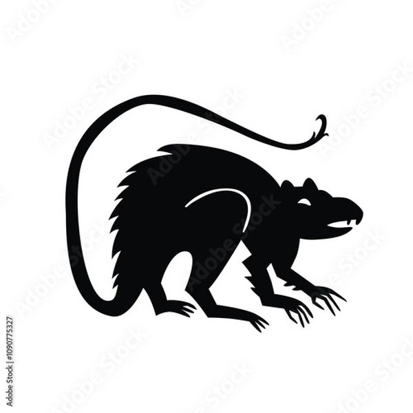 Fototapeta Vector illustration with angry rat icon on white background. Modern design 