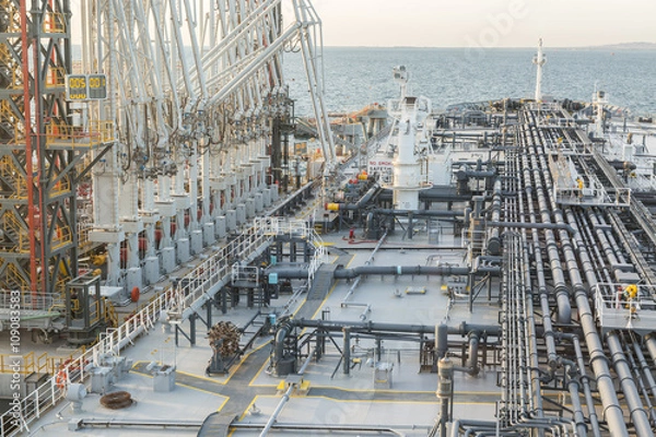 Fototapeta Tanker is discharging to the terminal