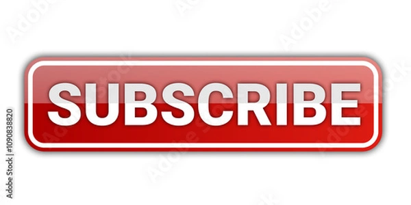 Obraz simple red subscribe button with transparent background