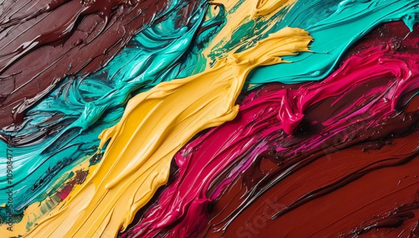 Fototapeta Dynamic Abstract Painting with Bold Brushstrokes and Vibrant Oil Paints, Evoking Movement and Emotion