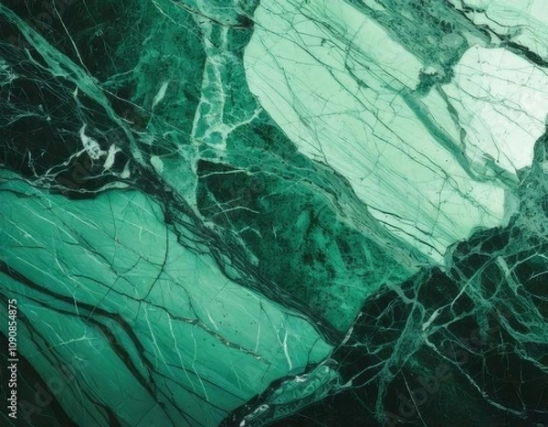 Fototapeta Closeup surface abstract green quartz marble pattern at the marble stone floor texture background