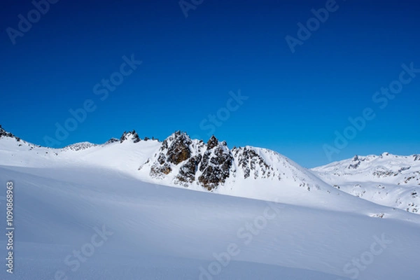 Fototapeta 雪原に現れた岩