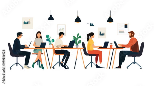 Fototapeta Modern Open Space Concept with People in a Cozy Environment