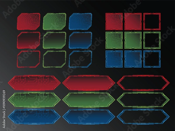 Fototapeta Hi-tech style colorful frame for video games
