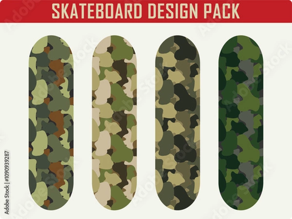 Fototapeta Skateboard deck camouflage pattern design vector pack