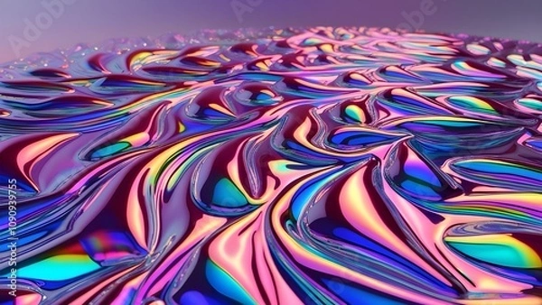 Fototapeta Holographic rainbow foil iridescent texture abstract hologram background
