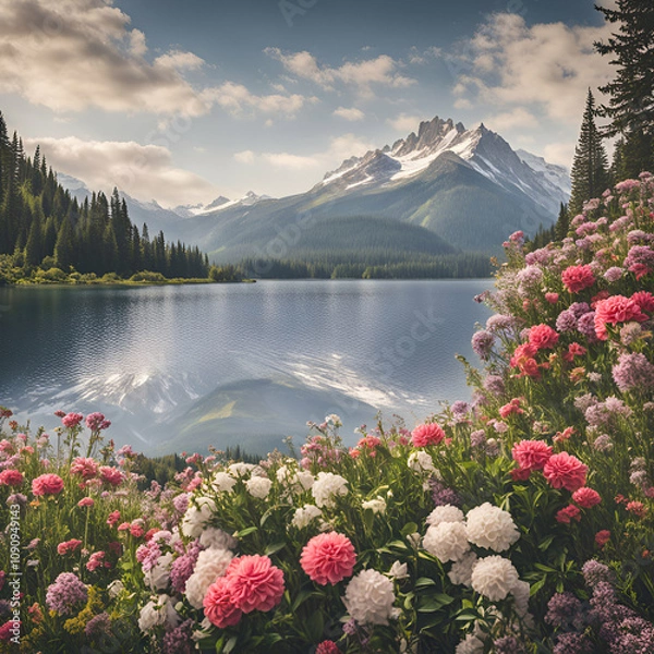 Fototapeta lake and mountains