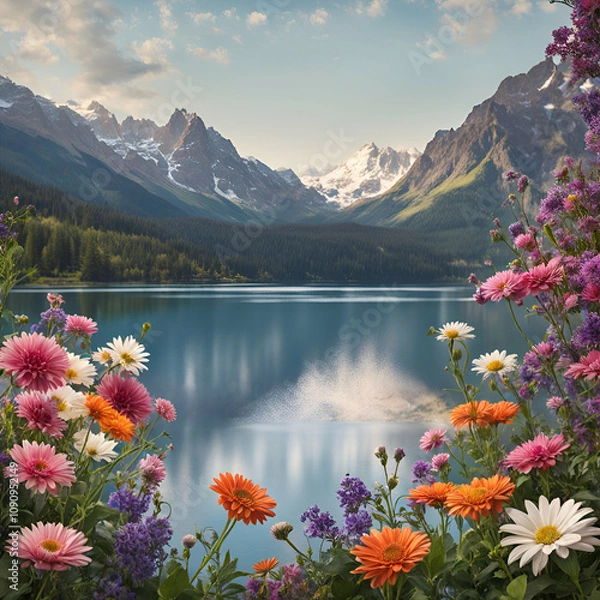 Fototapeta lake and mountains