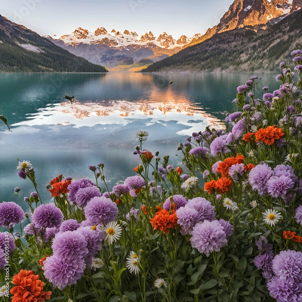 Fototapeta lake and mountains