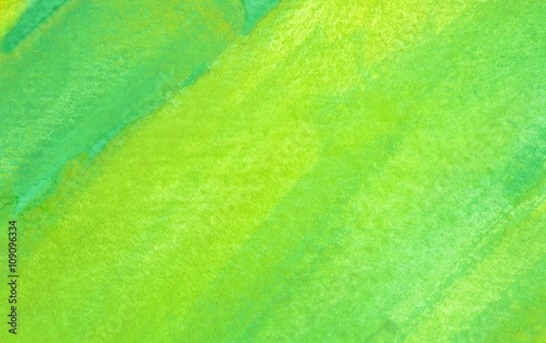 Obraz Green watercolor texture background. Hand paint texture, watercolor textured backdrop.