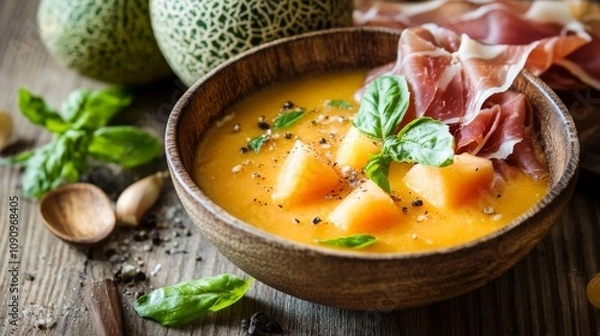 Obraz Melon prosciutto gazpacho