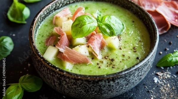 Obraz Melon gazpacho with prosciutto