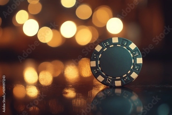 Obraz Poker Chip with Bokeh Background