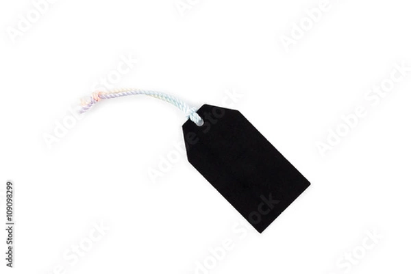 Fototapeta Horizontal Black Paper Label on White Background with clipping p