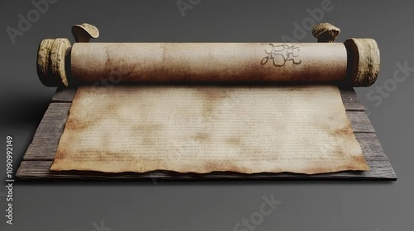 Fototapeta Ancient scroll isolated on transparent background