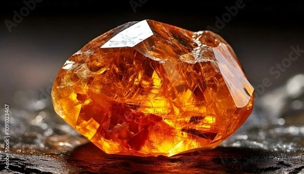 Fototapeta 鉱山で採掘されたオレンジ色の天然鉱石 原石 宝石