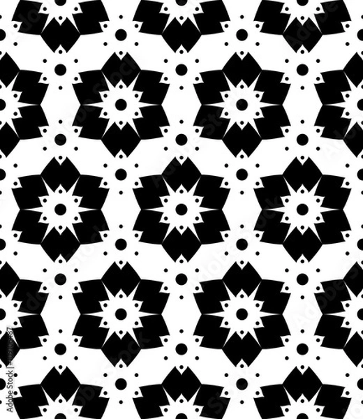 Fototapeta Vector modern seamless geometry pattern, black and white abstract geometric background, subtle pillow print, monochrome retro texture, hipster fashion design