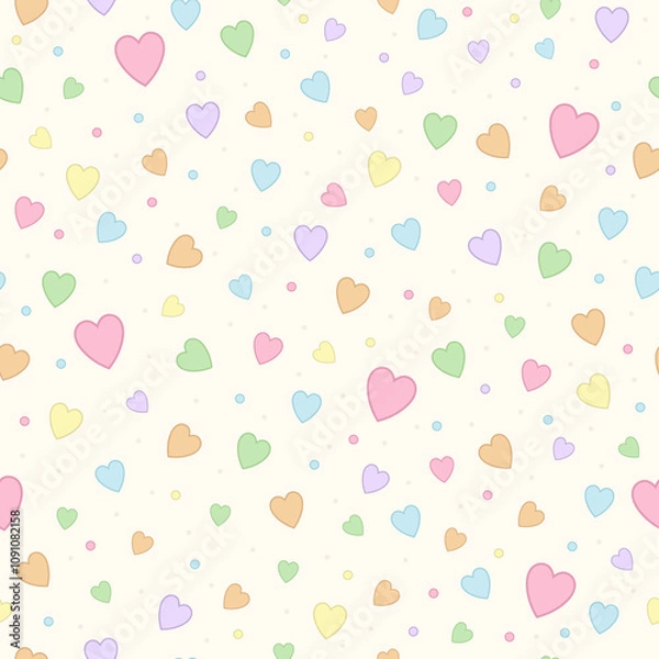 Fototapeta Seamless pattern with little hearts. Creative Valentine's Day confetti background. Pink neutral hearty backdrop for wrapping paper, textile, fabric, card making.