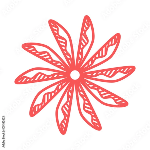 Fototapeta Decoration simple mandala beautiful line shape doodle that inspired by wheel and electric fan that can be used for sticker, book, scrapbook, icon, decorative, etc. with aesthetic white pink color