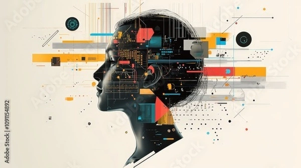 Fototapeta A visual breakdown of an AI system inner workings, showcasing data inputs transforming into meaningful outputs through advanced algorithms