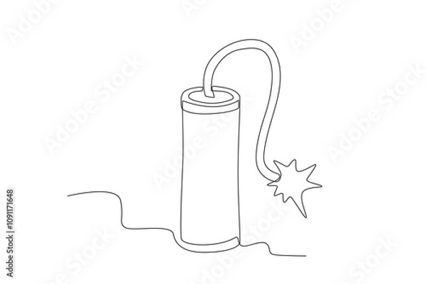 Obraz Single continuous line drawing of Dynamite. Dynamic single line draw design graphic vector illustration.
