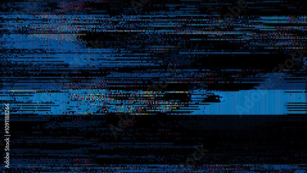 Fototapeta Glitch noise static television VFX. Visual video effects stripes background, CRT tv screen no signal glitch effect
