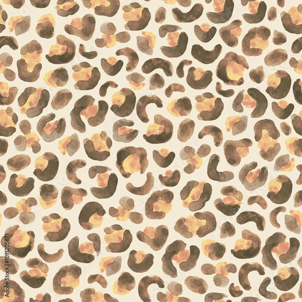 Obraz Animal skin pattern in watercolor. Abstract Watercolor Leopard Cheetah Skin Background. For fashion skin use. Hand drawn watercolor illustration. Abstract Animal Wallpaper.