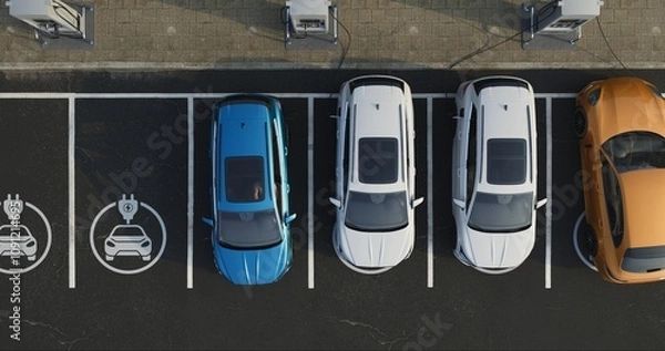 Obraz Generic electric car charging at station dock point