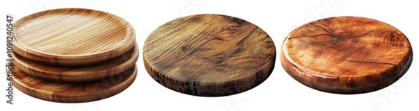 Obraz Assorted Wooden Coasters on Transparent Background