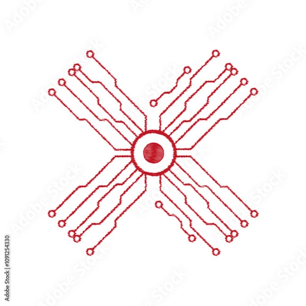 Obraz Abstract microchip background. Background with lines of circles and squares. Microprocessor.