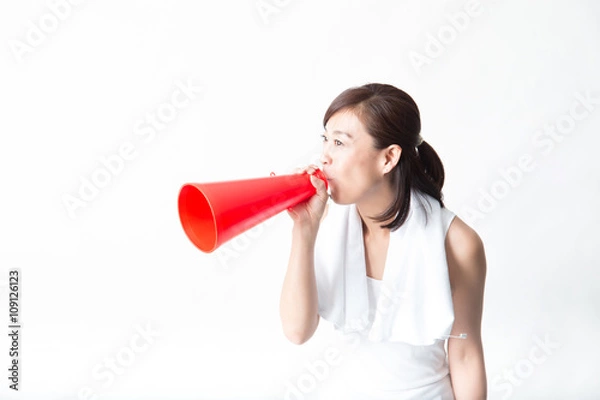 Fototapeta スポーティー・ミドル女性(白バック)