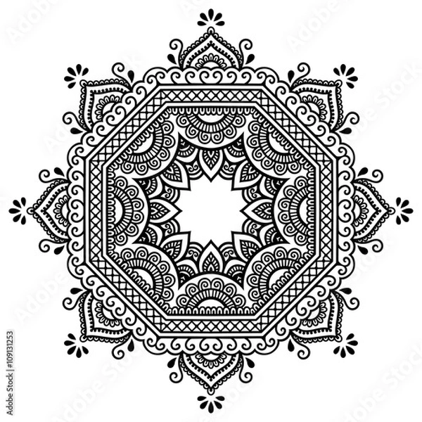 Obraz Henna tatoo mandala. Mehndi style.
