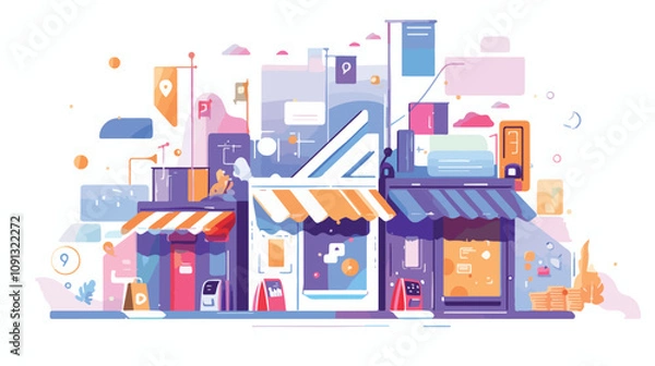 Obraz Multi Vendor Marketplace Shop Vector Illustration