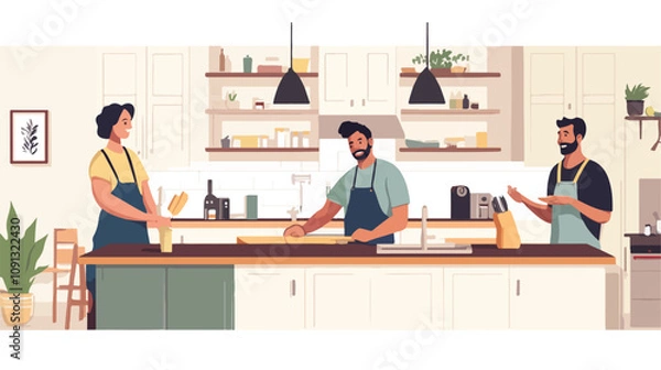 Obraz Multiracial Male and Female Carpenters Working Together