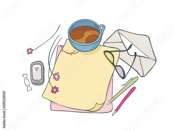 Obraz Drinks and beverages, vector cute illustration