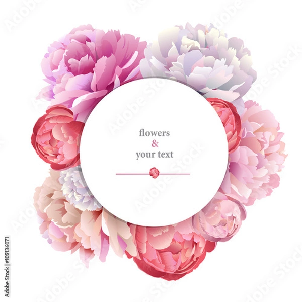 Obraz print with pink peony