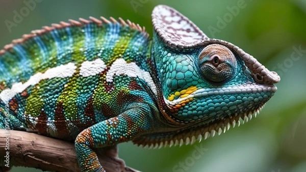 Obraz Close-Up Chameleon Mid-Color Change, Showcasing Incredible Camouflage Ability
