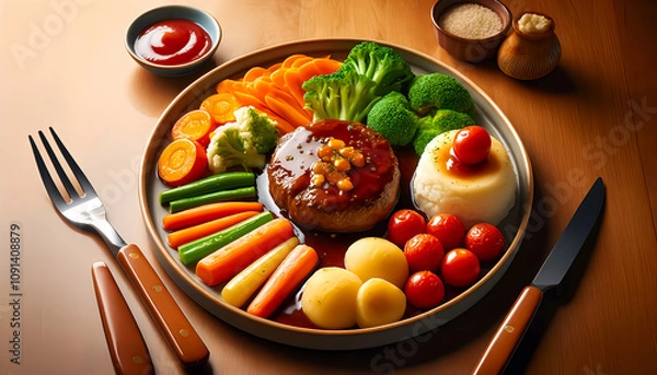 Fototapeta ハンバーグプレート