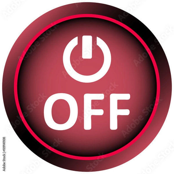 Obraz Icon red white switching off and word