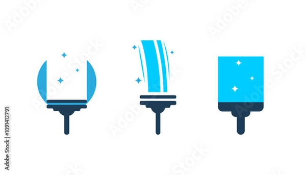 Obraz Window squeegee logo vector cleaner wiper service company