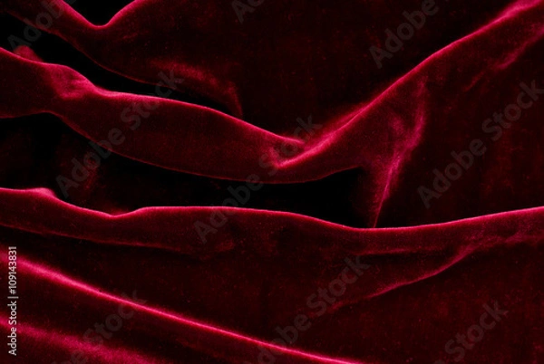 Fototapeta Zamknięcie eleganckiego czerwonego aksamitu - projekt mody - Streszczenie Tło