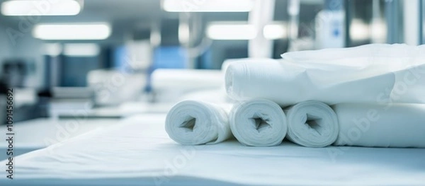 Fototapeta Rolls of Non-Woven Fabric in a Factory Setting
