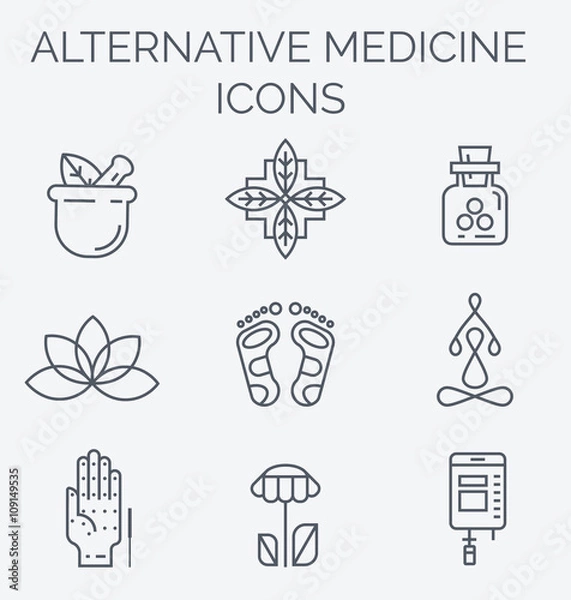 Fototapeta Linear Alternative Medicine icons.