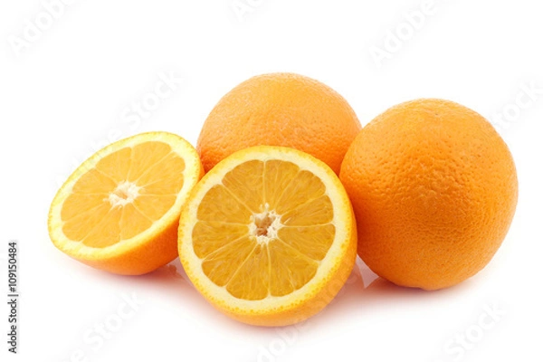 Obraz fresh cut oranges  on a white background