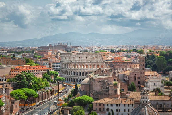 Fototapeta View of Rome from the Palazzo Vittoriano