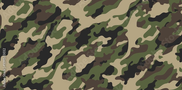Fototapeta Green camouflage military pattern. Khaki camouflage pattern for clothing design.	